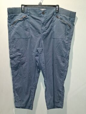EVRI Slate Blue Cargo Capris with Zipper Pockets